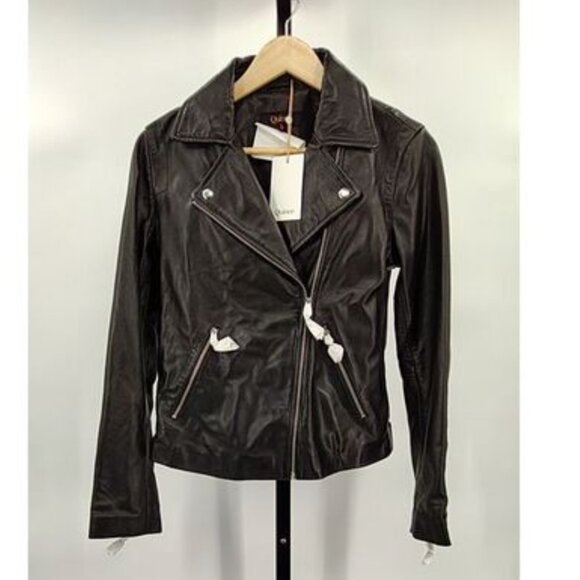 NWT Quince Women’s Washed Leather Biker Jacket – Black – Size Small - Picture 4 of 16